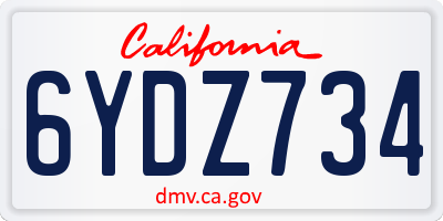 CA license plate 6YDZ734