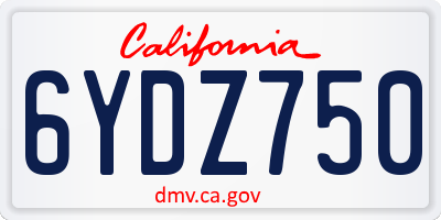 CA license plate 6YDZ750