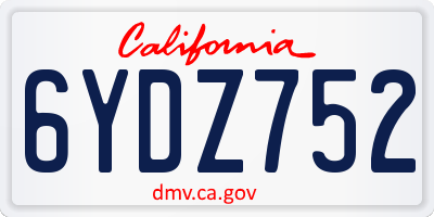 CA license plate 6YDZ752