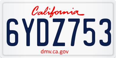 CA license plate 6YDZ753