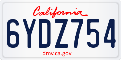 CA license plate 6YDZ754