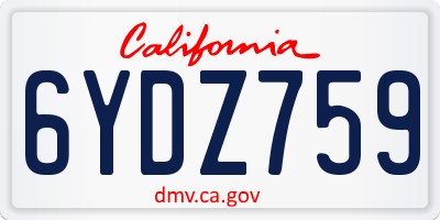 CA license plate 6YDZ759