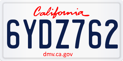 CA license plate 6YDZ762