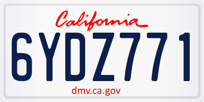 CA license plate 6YDZ771