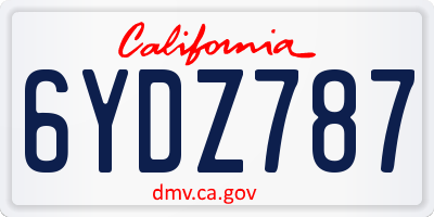 CA license plate 6YDZ787