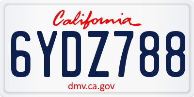 CA license plate 6YDZ788