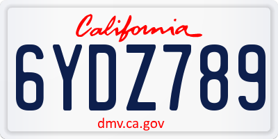 CA license plate 6YDZ789