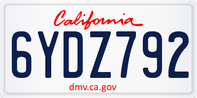 CA license plate 6YDZ792