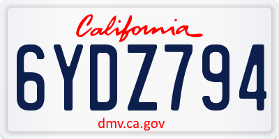 CA license plate 6YDZ794