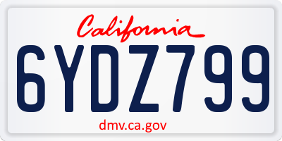 CA license plate 6YDZ799