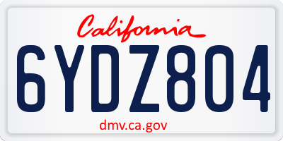 CA license plate 6YDZ804
