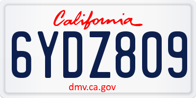 CA license plate 6YDZ809