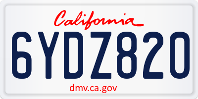 CA license plate 6YDZ820