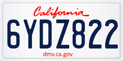 CA license plate 6YDZ822