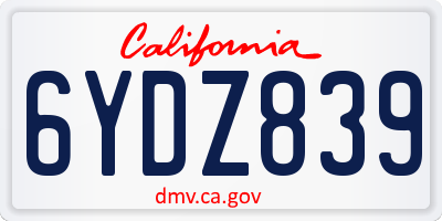 CA license plate 6YDZ839