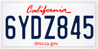CA license plate 6YDZ845