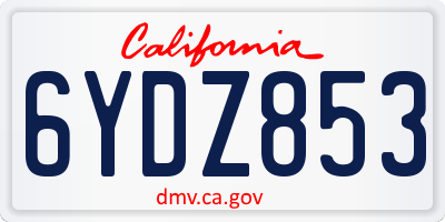 CA license plate 6YDZ853