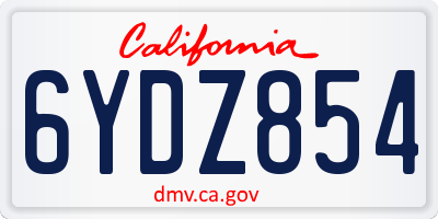 CA license plate 6YDZ854
