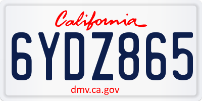 CA license plate 6YDZ865