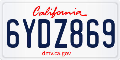 CA license plate 6YDZ869