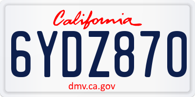CA license plate 6YDZ870