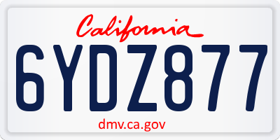 CA license plate 6YDZ877