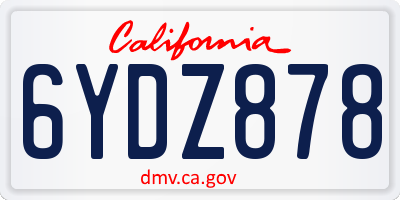 CA license plate 6YDZ878