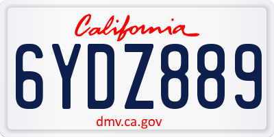 CA license plate 6YDZ889