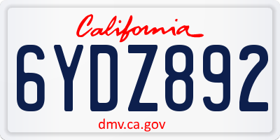 CA license plate 6YDZ892