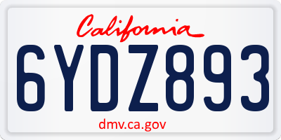 CA license plate 6YDZ893