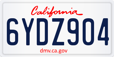 CA license plate 6YDZ904