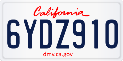CA license plate 6YDZ910