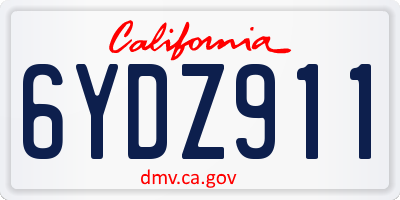 CA license plate 6YDZ911