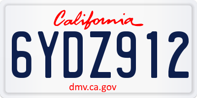 CA license plate 6YDZ912