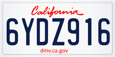 CA license plate 6YDZ916