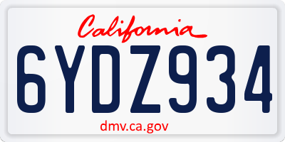 CA license plate 6YDZ934