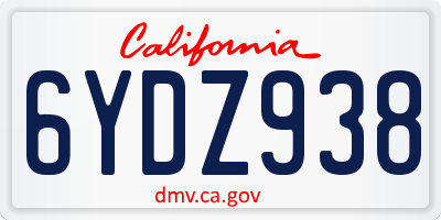 CA license plate 6YDZ938
