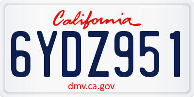 CA license plate 6YDZ951
