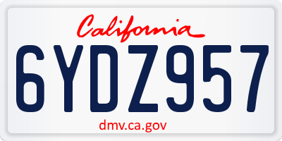 CA license plate 6YDZ957