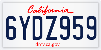 CA license plate 6YDZ959