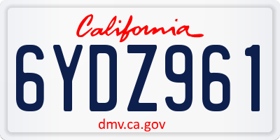 CA license plate 6YDZ961