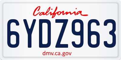 CA license plate 6YDZ963