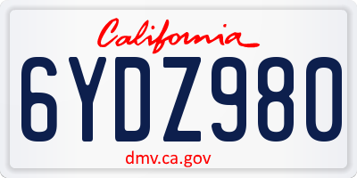CA license plate 6YDZ980
