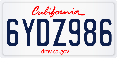 CA license plate 6YDZ986