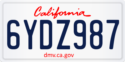 CA license plate 6YDZ987
