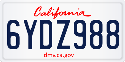 CA license plate 6YDZ988