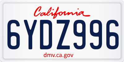 CA license plate 6YDZ996
