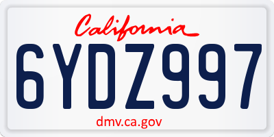 CA license plate 6YDZ997
