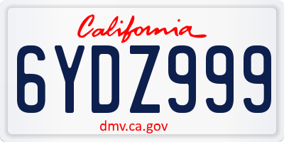CA license plate 6YDZ999