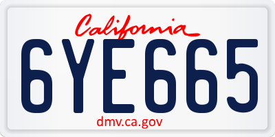 CA license plate 6YE665